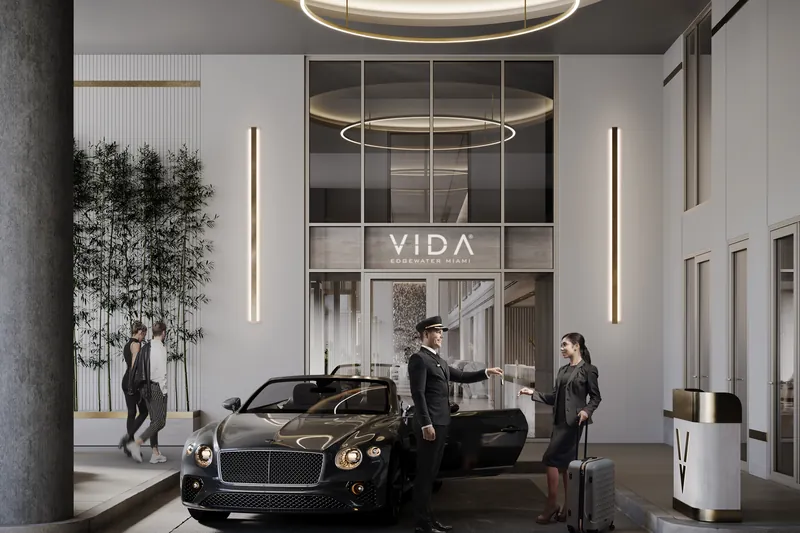The arrival and porte-cochère at VIDA