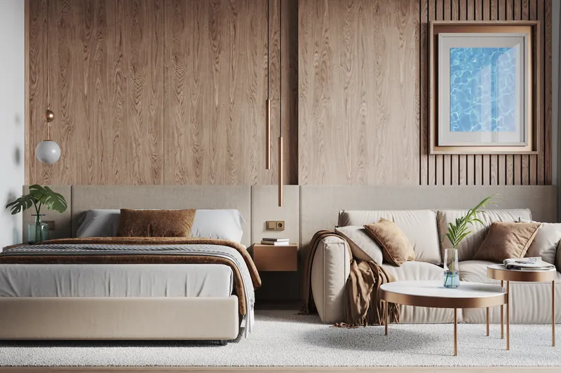 A warm living room in a VIDA stay
