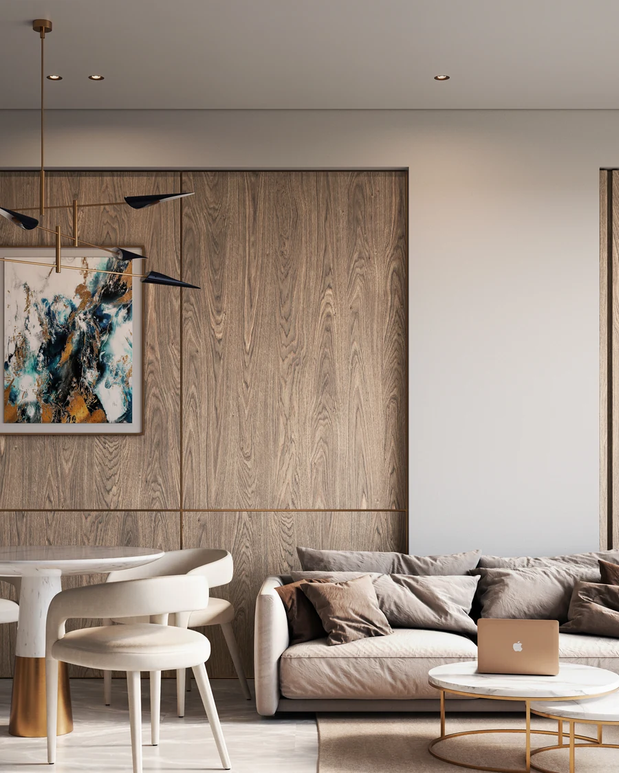 A three-bedroom suite living space at VIDA